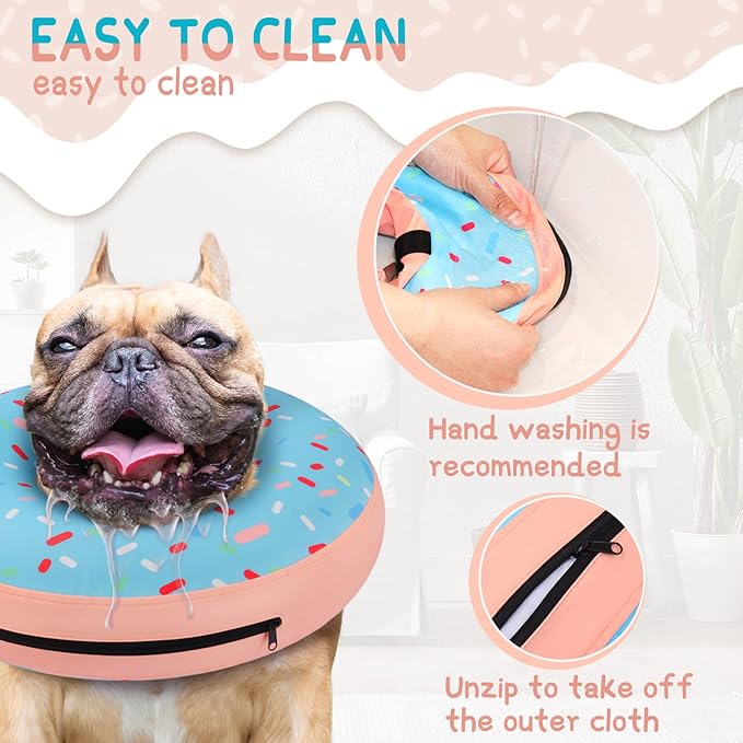 Supet Inflatable Dog Cone Collar for Large Medium Small Dogs, Soft Cone Collar for Dogs Cats, ECollar Doggie Neck Donut Dog Cone Alternative After Surgery