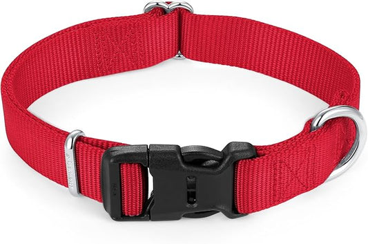 Mikivery Nylon Dog Collar with Quick Release Buckle Soft Adjustable Sturdy for Small Medium Large Dogs Red,M