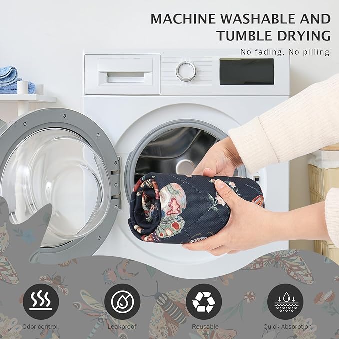 IEUUMLER Washable Pee Pads for Dogs, 2 Pack Insect Pattern Reusable Waterproof Puppy Potty Pads, Non-Slip Absorbent Pet Training Pads for Playpen Crate Bed EU014