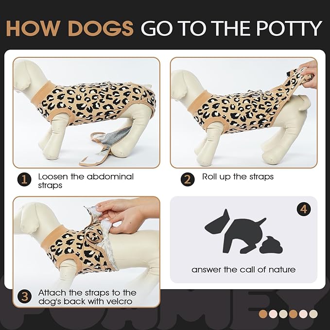 FUAMEY Recovery Suit for Dogs After Surgery,Soft Breathable Dog Bodysuit E-Collar & Cone Alternative Surgical Suit,Male Female Dog Neuter Spay Suits Anti Licking Wounds Onesie Brown Leopard XS