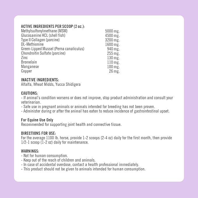 Formula 707 Joint 6in1 Equine Supplement, 20lb Refill Bag – MSM, Glucosamine, Chondroitin, Collagen, Bromelain & Green-Lipped Mussel for Horses