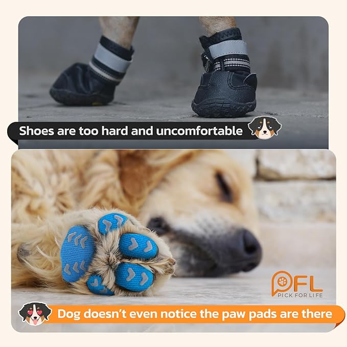 Non-Slip Paw Protector Pads for Senior Dogs, Anti-Slip Rubber Traction Stickers, Blue, 48pcs, L (21-40lbs)