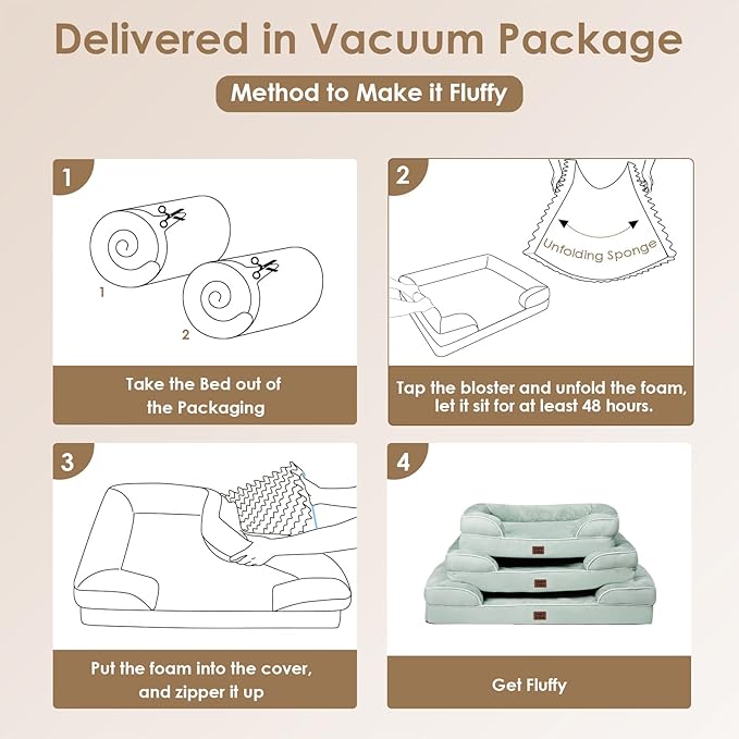 EHEYCIGA Orthopedic Dog Bed for Medium Dogs, Waterproof Memory Foam, Sage Green, 30"L x 20"W x 6.5"Th