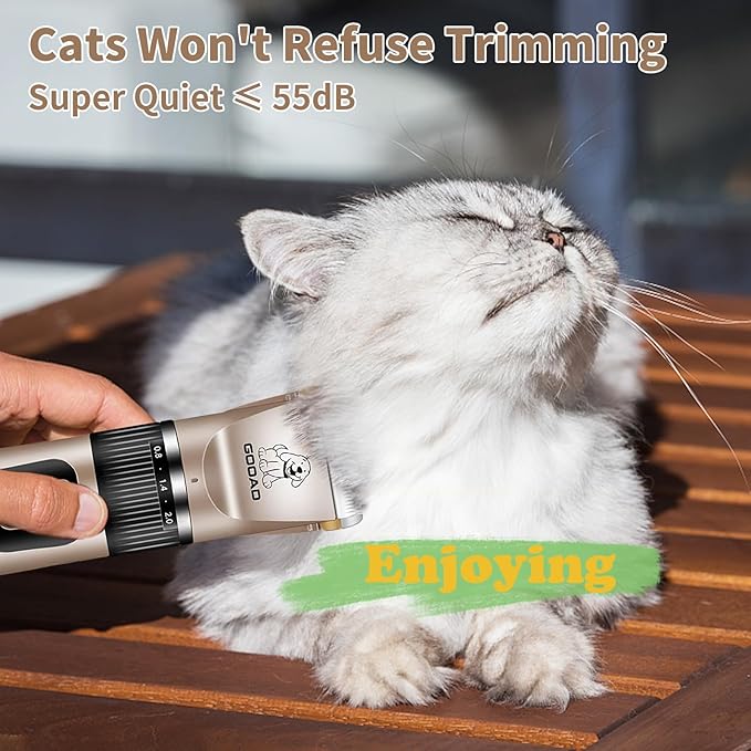 Cat Clippers for Matted Hair, Cat Grooming Kit, Cordless Cat Shaver for Long Hair, Low Noise Paw Trimmer, Cat Hair Trimmer for Grooming,Quiet Pet Hair Clippers Tools for Cats Dogs (Gold)