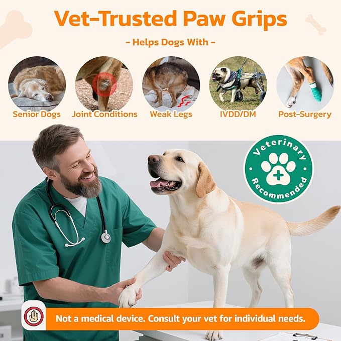 Non-Slip Dog Paw Protector Pads for Senior Dogs, Dog Paw Traction Stickers with Anti-Slip Rubber, Help Dogs Walk on Hardwood Floor, Pink 48pcs, XXXL for 80+lbs