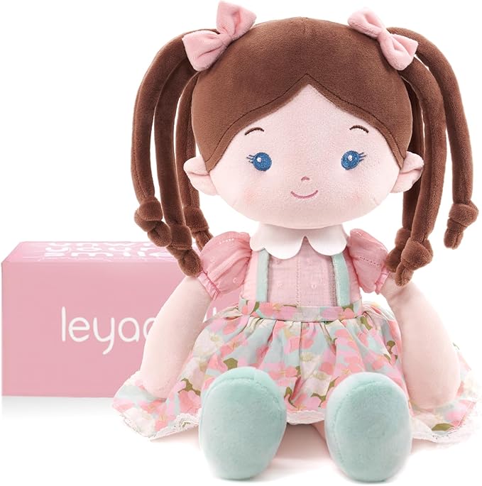 Soft Baby Doll Toys (16''), My First Baby Rag Doll for 1 Year-Old Girl Birthday Gift, Christmas Plush Toys Gift for Toddler Kids Infants- Meadow Girl
