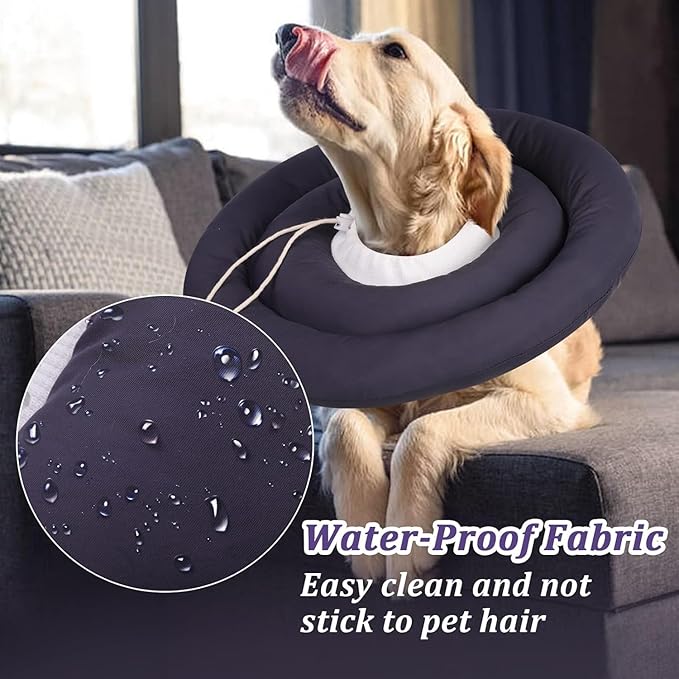 IDOMIK Dog Recovery Collar, Waterproof Soft Dog Cone After Surgery, Comfy Protective Elizabethan Collar Alternative for Dogs Cats, Adjustable Pet Neck Donut Cone Anti-Licking Biting Wounds,Grey,3XL