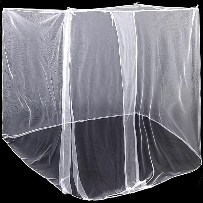 4 Corners Mosquito Net for Mosquiteros para Camas Bed Canopies Netting Bed Drapes Rectangular Mosquito Mesh for Camping Home Outdoor Travel(White,L87 X W79 X H79 Inch,Opening)