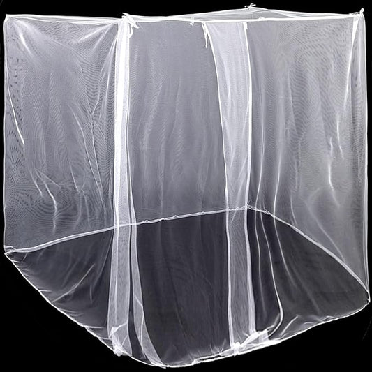 4 Corners Mosquito Net for Mosquiteros para Camas Bed Canopies Netting Bed Drapes Rectangular Mosquito Mesh for Camping Home Outdoor Travel(White,L87 X W79 X H79 Inch,Opening)
