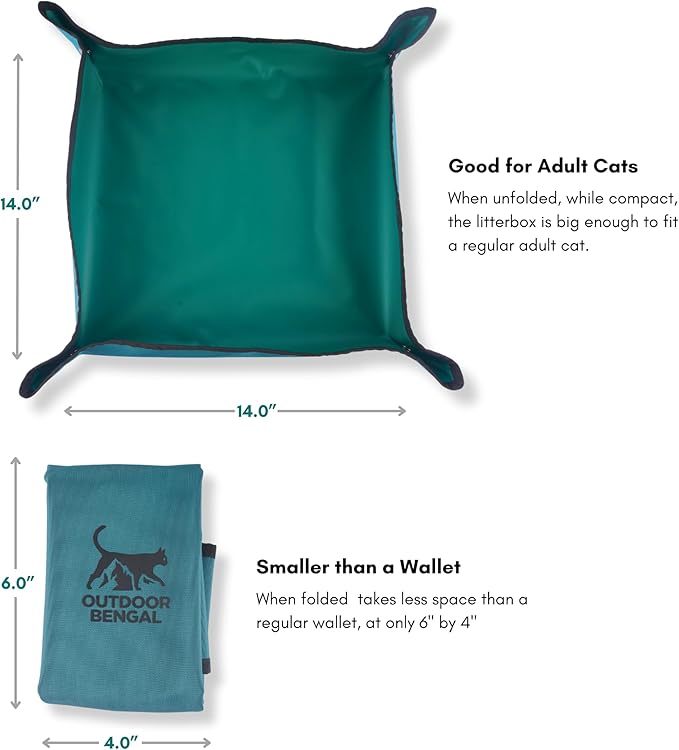 Travel Litter Box for Cats Small & Foldable - Non-Stick Portable Litter Box for Cat Traveling, No-Mess, Collapsible Litterbox (Essentials Traveling with Cats by Car, Plane, and Camping)