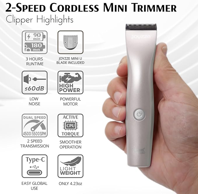 Hornet Mini Trimmer - Compact and Portable Pet Trimming Dog Clippers for Grooming - Low Noise, Rechargeable Cordless Pet Hair Grooming Clippers