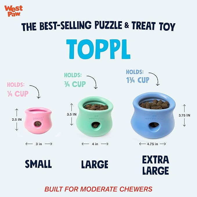 WEST PAW Zogoflex Limited Edition Toppl Treat Dispensing Dog Toy Puzzle – Interactive Chew Toys for Dogs – Dog Toy for Moderate Chewers, Fetch, Catch – Holds Kibble, Treats, X-Large 4.75", Mint