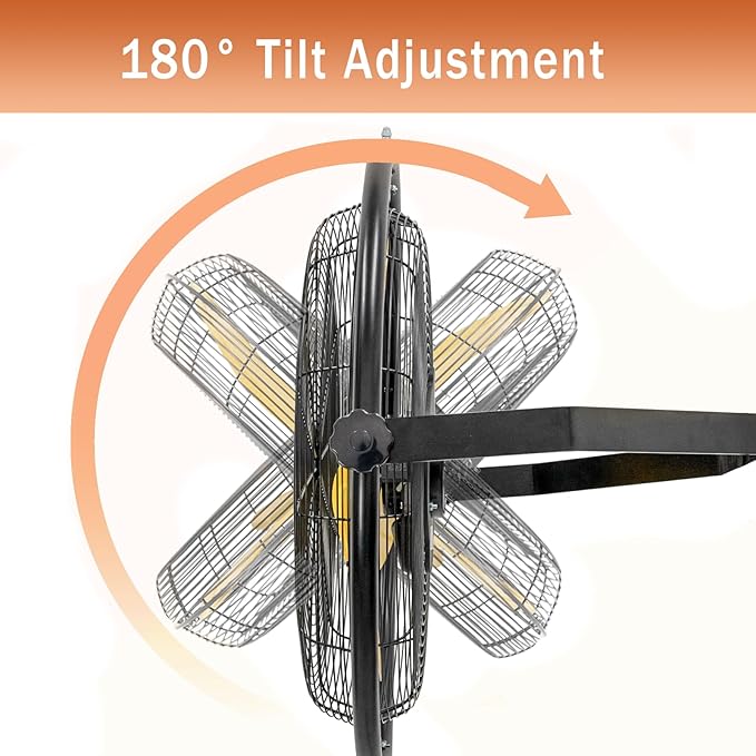 HiCFM 5000 CFM 20" Remote Control Wall Mount Fan, 3-Speed High Velocity Oscillating Wall Fans with Timer, Industrial Heavy Duty Wall-mounted Fan for Covered Patio, Gazebo, and Garage, UL Listed