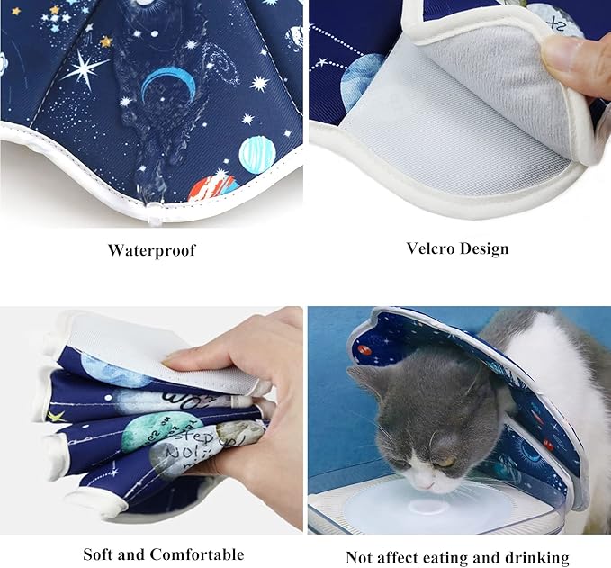 Soft Cat Cone, Adjustable Recovery Collar After Surgery to Prevent Licking Wound, Protective Cat Neck Cone, Comfortable Pet Elizabethan Collar for Cats Kittens and Puppies (Medium)