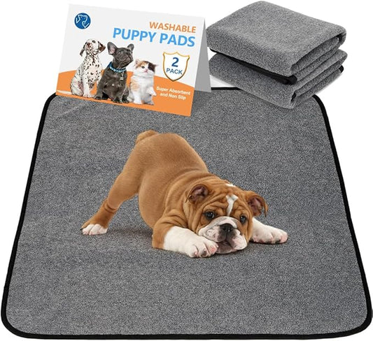 Washable Pee Pads for Dogs 2 Pack Reusable Puppy Pads Waterproof Pet Training Pads, Non-Slip Dog Mats Fast Absorbent Whelping Pads for Playpen, Potty, Crate, Bed, 32" x 35"