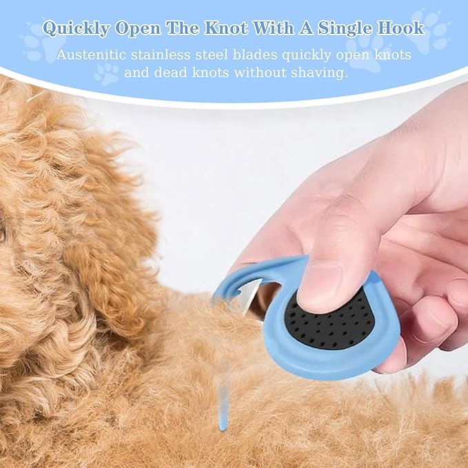 Knotting and Grooming Comb - Multifunctional Pet Hair Removal Tool for Cats, Dogs, Knot Remover and Opener for Loose, Knotted Hair