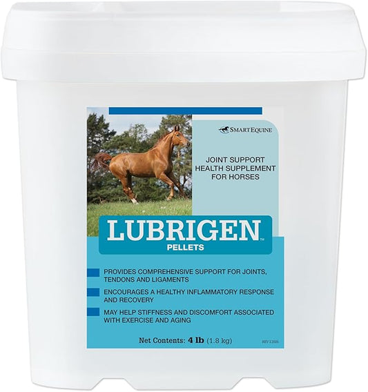 Uckele by SmartEquine Lubrigen Pellets | Advanced Joint Supplement with Glucosamine, Chondroitin | Horse Supplement for Mobility & Connective Tissue Health | 4 lb Bucket