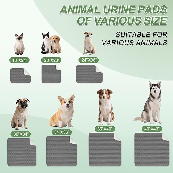 Washable Pee Pads for Dogs, 2 Pack Reusable Puppy Pads Dog Pads, Non-Slip Dog Pee Pads, Leakproof Pet Pee Pads Wee Wee Pads for Dogs. (Dark Grey, 40"x40"(Pack of 2))