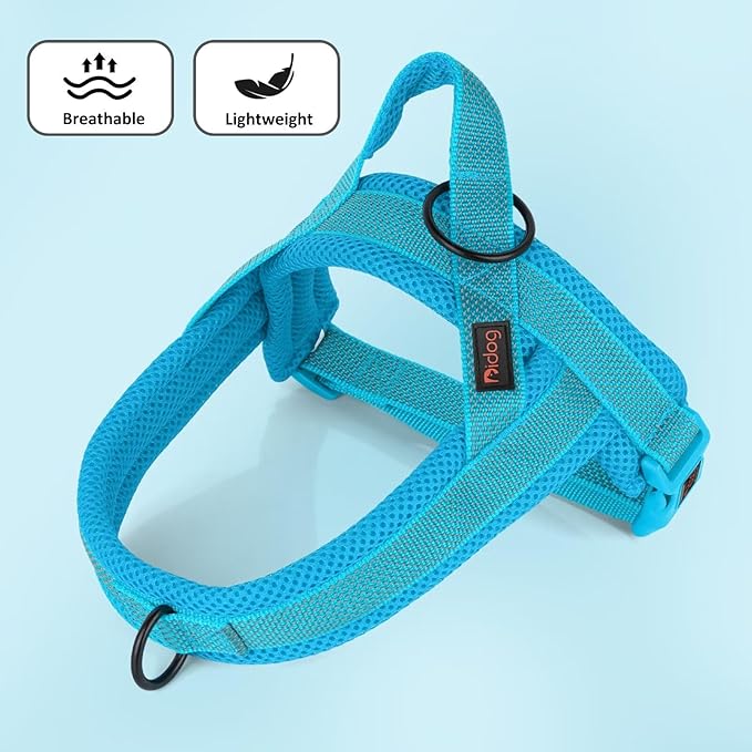 Didog No Pull Dog Harness with Breathable Mesh Padded, Full Reflective & Quick Fit Adjustable Vest Harness, Easy for Training Walking for Small & Medium and Large Dogs (Blue, L:Chest 26-32")