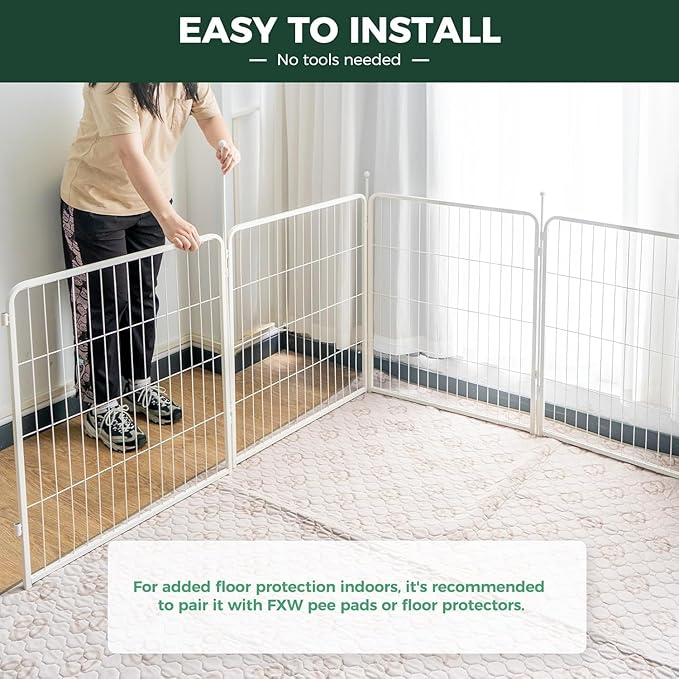 FXW Rollick Unleashed Dog Playpen for Indoor, Yard, RV Camping, 45 inch 8 Panels for Large Dogs, White│Patented