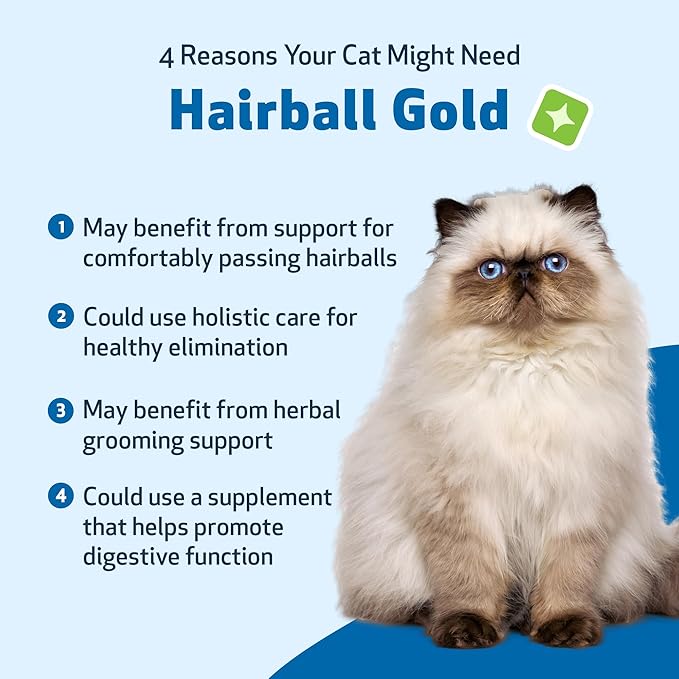 Pet Wellbeing Hairball Gold for Cats - Holistic Hairball and Digestive Care, Normal Elimination, Slippery Elm, MCT Oil, No Mineral Oil - Veterinarian-Formulated Herbal Supplement 4 oz (118 ml)