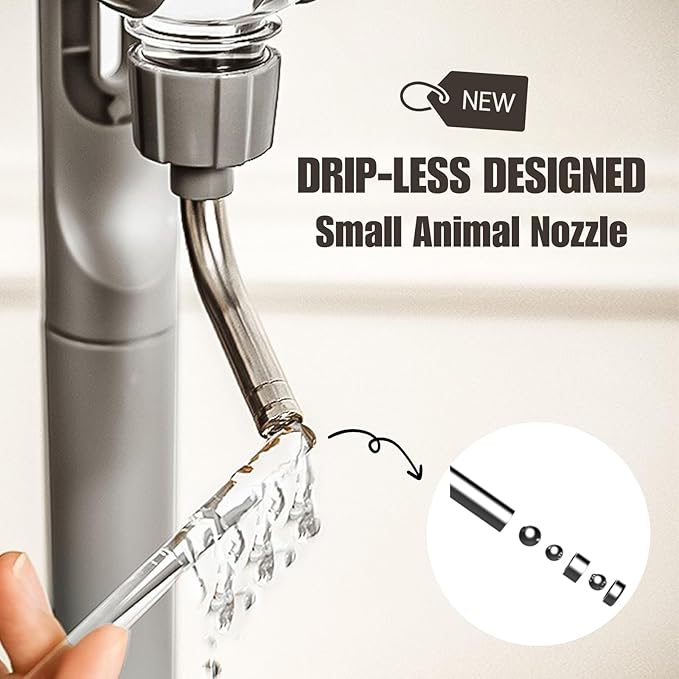 Pet Water Bottle for Cage Crate 26oz Non-Drip Water Dispenser for Small Animal Rabbit Bunny Guinea Pig Chinchilla Ferret Squirrel Hedgehog (Gray, 26oz)