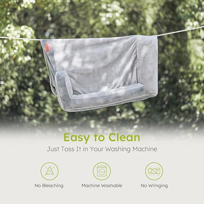 Dog Beds for Large Dogs, Orthopedic Dog Bed with Cooling Gel Memory Foam, Waterproof Large Pet Bed with Removable Washable Cover, 36" Pet Sofa Couch Dutch Velvet with Bone Toy, Light Gray