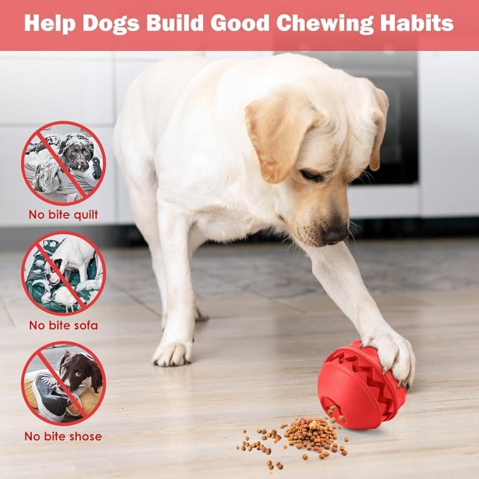 Rubber Treat Dispensing Dog Toys, Indestructible Dog Ball for Aggressive Chewers, Interactive Treat Toy for Boredom to Keep Them Busy, Large Aggressive Chew Dispensing Ball