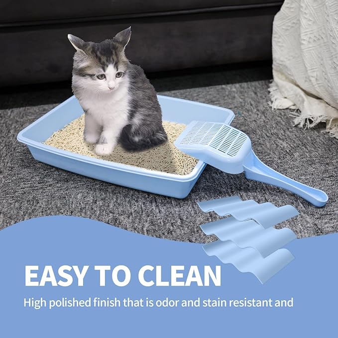 PAWISE Cat Litter Box Set, Small Cat Kitten Starter Kit, Include Cats Toilet Kitten Litter Pan, Cat Litter Scoop, Double Dish Cat Bowl, Cat Mouse Toy, Cat Ball Toy