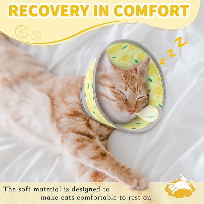 Cat Cone Collar Soft, Comfortable Cat Recovery Collar Pet Cone for Small Large Cats, Lightweight Elizabethan Collar for Cats Kittens After Surgery Prevent from Licking Wounds, Yellow, S