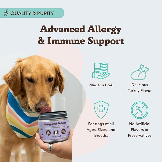 Natural Dog Company Aller Immune Chews 90 ct, Vet Strength High-Concentration Senior Dog Allergy Relief with 2.4X Colostrum, 2X Salmon Oil & 1.5X Probiotics, Supports Immune, Skin, Coat & Gut Health