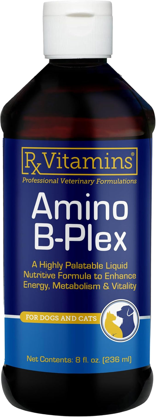 Rx Vitamins Amino B-Plex Cat & Dog Supplement - Vitamin B Complex Liquid Plus Amino Acids for Dogs & Cats - Appetite Booster and Cat & Dog Weight Gainer - Supplements & Vitamins - 8 oz
