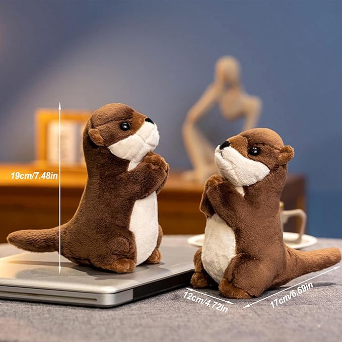 Sea Otter Weighted Stuffed Animal 7.48in Standing Prayer Small River Otter Plush Toy Cute Funny Soft Plushie for Kids Boys Girls Adults Birthday Festival Gift Home Office Decoration Toys