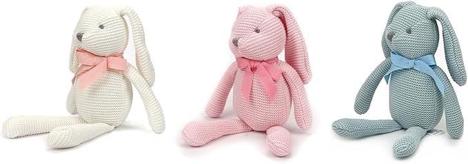 100% Organic Cotton Baby Toys Bunny Rabbit Stuffed Animals Bulk 7.1" (3pcs/Set)