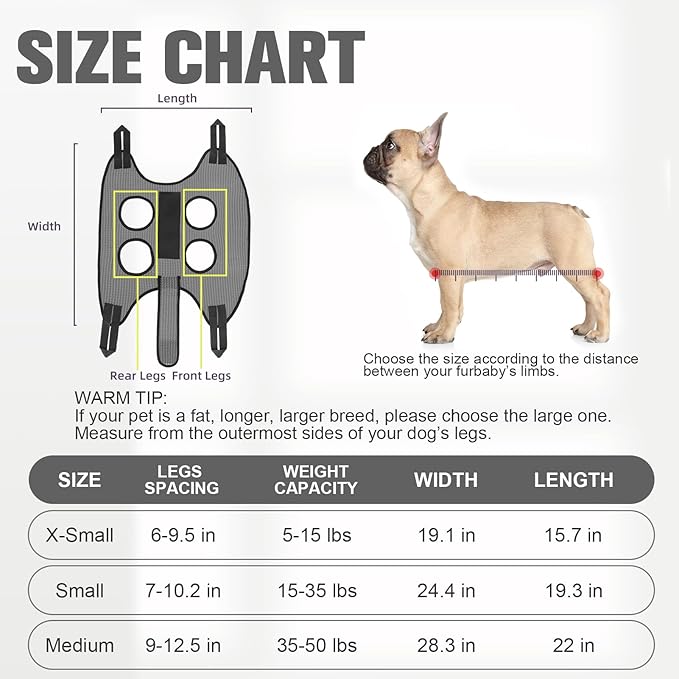 PAWCHIE Dog Grooming Hammock Harness for Dogs & Cats with Pet Nail Clipper Trimmer- Breathable Cat Hanger Sling for Trimming Clipping Nails-Dog Hammock Restraint Bag for Small Medium Large Dog, Grey M