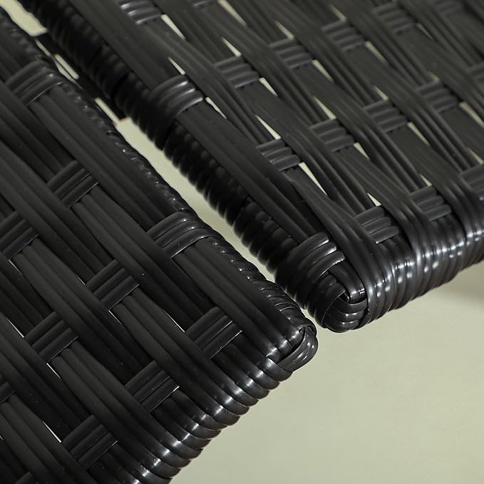 PawHut Wicker Dog House Outdoor with Canopy, Rattan Dog Bed with Water-Resistant Cushion, Raised Dog Bed for Small, Medium Dogs up to 66 lbs, 19.75" in Length, Black Wicker, White Cushion