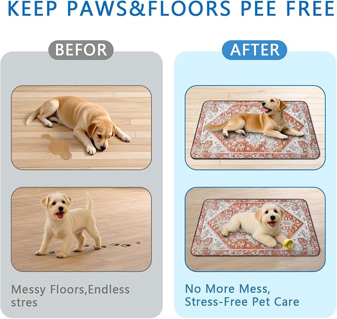 Washable Pee Pads for Dogs 2 Pack, Absorbent Reusable Puppy Pads Waterproof, Leakproof & Non-Slip Whelping Pad, Potty Training Pads for Dogs Playpen Mat 24x36