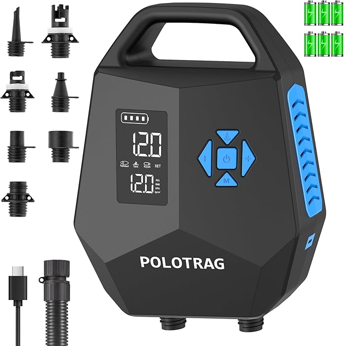 Paddle Board Pump, Rechargeable SUP Pump Electric, 20PSI Portable Paddleboard Pump with Inflation & Deflation, Auto-Off for Inflatables, Kayak, Towable Tube and Air Mattress