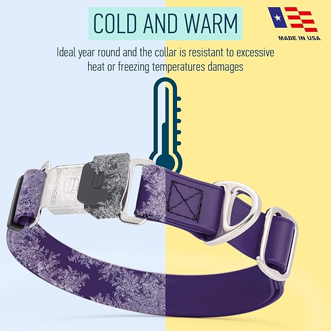 Dogline Biothane Waterproof Dog Collar with Herm Sprenger Black Stainless Steel Quick Release Buckle – Heavy Duty Tactical Durable Collar for Dogs – Comfortable and Safe Pet Collar W1 L 15-25" Purple