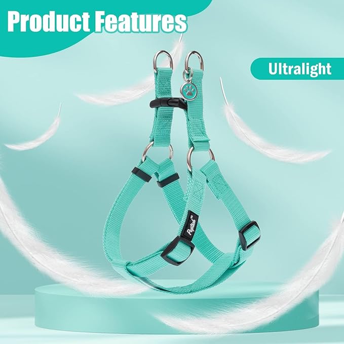 PUPTECK No Pull Dog Harness Soft Adjustable Basic Nylon Step in Puppy Halter Outdoor Walking with ID Tag Medium