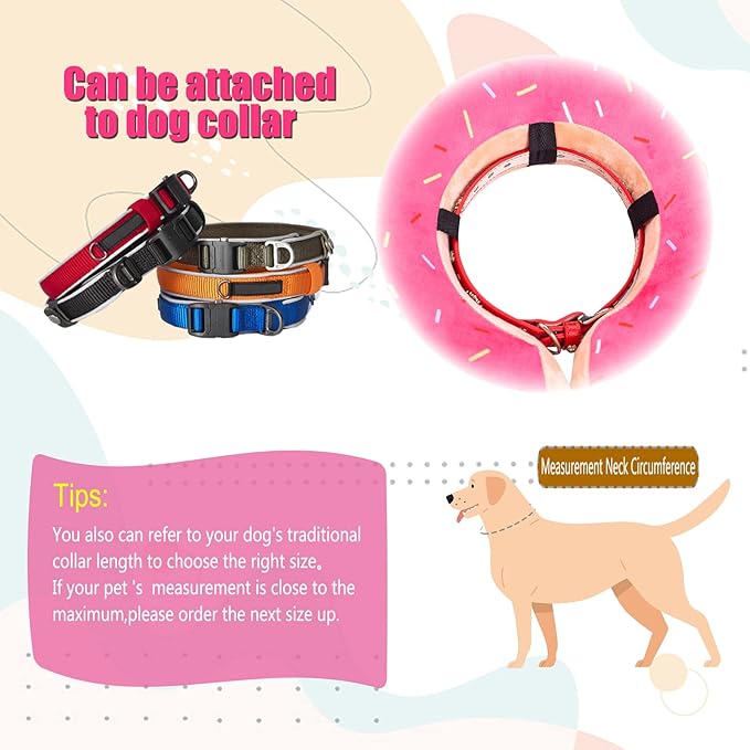 Inflatable Dog Cone Collar with Enhanced Anti-Licking, Soft Neck Donut for Dogs Cats, Recovery Pet Cone Collar After Surgery for Large Medium Small Dogs… (Donut Pink, X-Large)