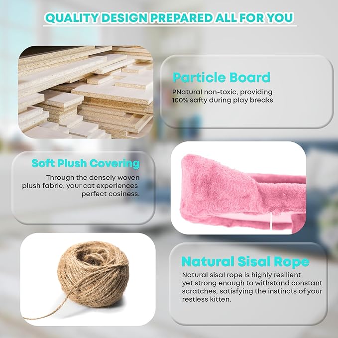 FDW Cat Tree 70in Cat Tower Multi-Level Durable Cat Scratching Post & Cozy Fun Cat Jumping Platform Space Saving Cat Condo Pet Play House for Indoor Cats,Pink