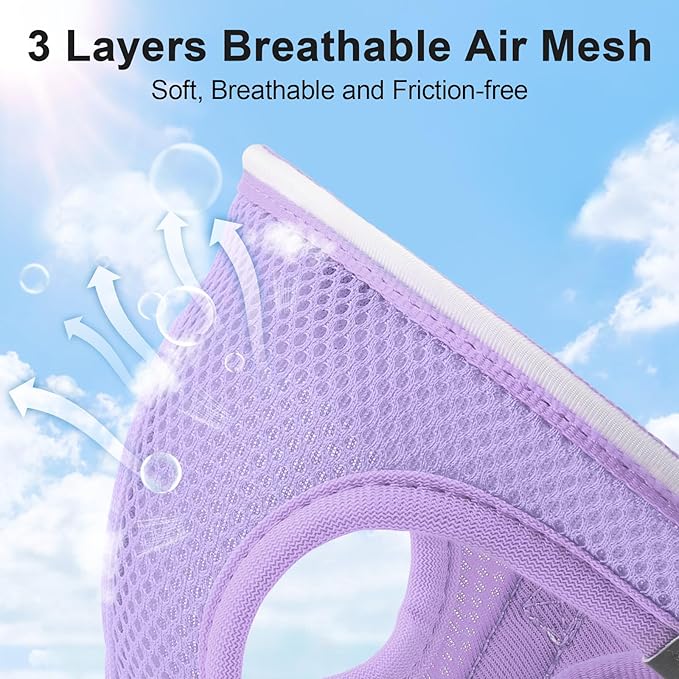 Light Up Dog Harness,Rechargeable LED Dog Harness for Small Medium Large Dogs,Reflective Lighted Safety Vest for Night Walking & Camping,Lightweight & Adjustable,Lavender Purple,XS