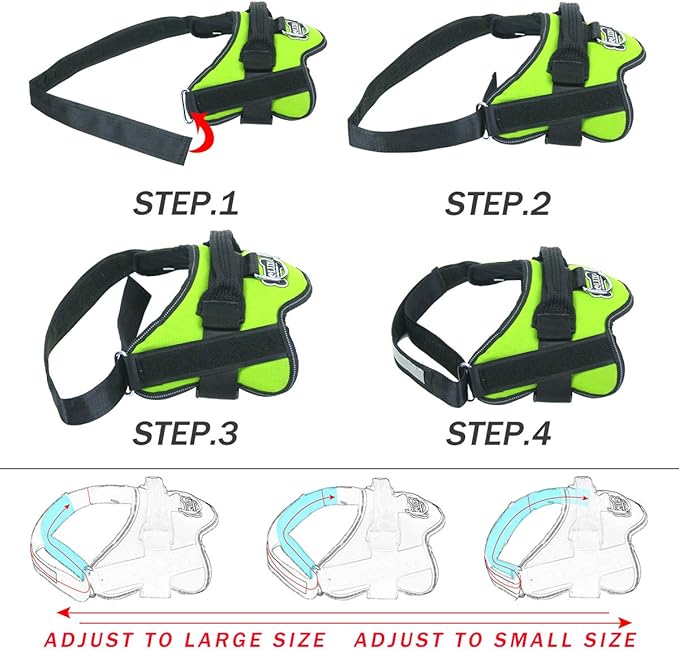 Bolux Dog Harness, No-Pull Reflective Dog Vest, Breathable Adjustable Pet Harness with Handle for Outdoor Walking - No More Pulling, Tugging or Choking (Green, XL)