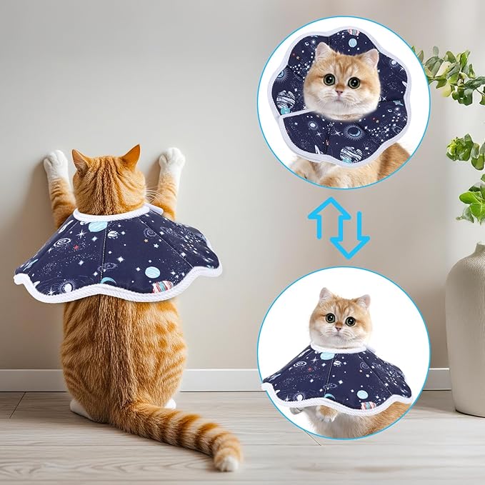 Soft Adjustable Cat Cone Collar Lightweight Cat Recovery Collar to Stop Licking Protective Cats Neck Cone After Surgery for Small Animal Cats Kittens Puppies After Surgery Grooming