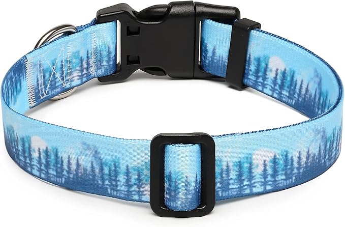 Mercano Adjustable Dog Collar - Special Design Patterns, Soft Nylon Comfortable Durable Pet Collar for Small Medium Large Dogs (L, Forest)