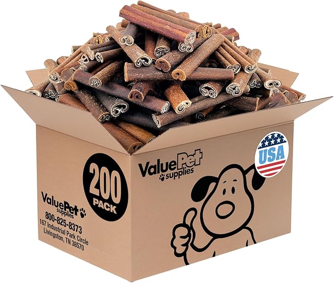 ValueBull USA Collagen Sticks for Dogs, 6 Inch Jumbo Chews, Natural Long-Lasting Dog Treats, 200 Count Bulk Pack - Promotes Joint, Skin & Coat Health with Glucosamine and Chondroitin