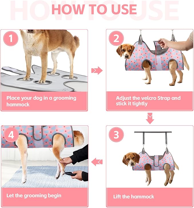 Dog Grooming Hammock for Small Dogs & Cats, Dog Grooming Harness for Nail Trimming, Pet Grooming Sling Helper with Nail Clippers/Nail Trimmers