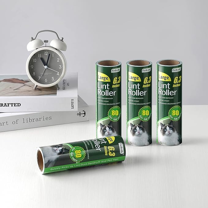 Floor Lint Rollers Pet Hair Extra Sticky with Retractable Long Handle,Large Cat Dog Hair Remover Laundry Clothes Carpet Furniture,6.3 inches Wider with 640 Sheets Giant Lint Remover Brush for Couch