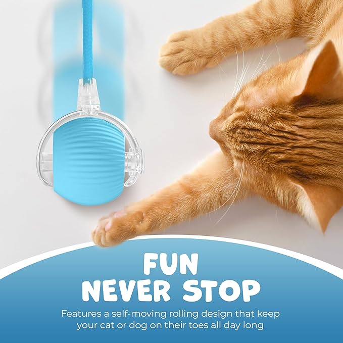Pawlo Speedy Tail 2.0 Cat Toy –Teazys Turbo Tail Upgrade – Interactive Cat Toy – Kitten Toys – Automatic cat Toy for Boredom – Moving cat Toys for Indoor Cats with 2 Tails (Blue)